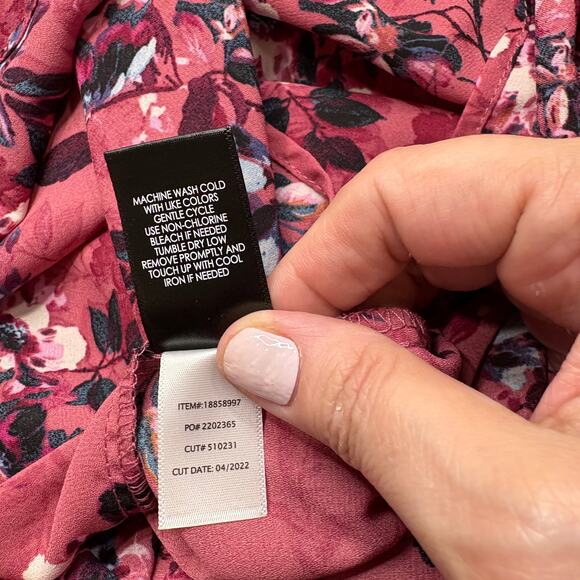 Torrid Size 5X Popover Top Blouse Pink Floral Peasant Georgette Career Bloomcore - Picture 7 of 12